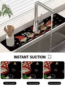 1張黑色背景聖誕水龍頭吸水墊,精靈設計,矽膠防滑水龍頭墊,浴室和廚房的假日裝飾和禮物 - 彩色 - 查看 5