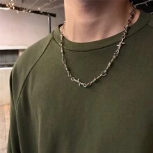 1 Pieza Nuevo Estilo Gótico Punk De Espino De Hierro, Estilo Hip Hop Americano Y Europeo Con Malla De Alambre Y Collar De Cadena De Espinas Para Hombres/mujeres
