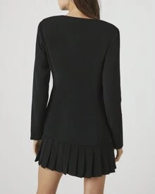 Double-Breasted Blazer Mini Dress - Black - View 2