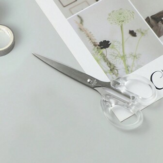 1pc Transparent Small Scissors For Household, Art & Craft, Office, Handmade Garment Tailoring, Student Stationery, Kitchen Paper Cutting, Stainless Steel, Tools For Men