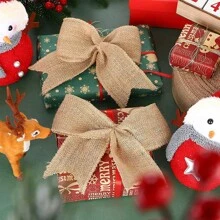 1pc 10m Natural Fiber Fabric Ribbon Burlap Diy Material For Christmas Tree Decoration, Gift Wrapping - Brown - View 5