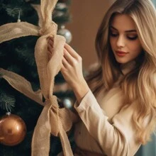 1pc 10m Natural Fiber Fabric Ribbon Burlap Diy Material For Christmas Tree Decoration, Gift Wrapping - Brown - View 3