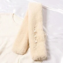 1 Miếng Màu be Trân châu Dây chuyền Khăn quàng cổ - Màu be - Xem 2