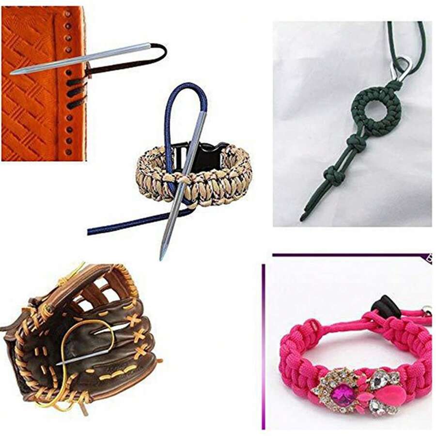 6Pcs/Set Stainless Steel Paracord Bracelet Lacing Stitching Needles DIY Jewelry Tools Accessories Paracord Stitching Set Stainless Steel Paracord FID Stitching Needles  Paracord Smoothing Tool Paracord Leathercraft Needle With Black Storage Bag - Silver - View 1