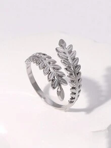 1 Miếng Lá hình Mở  Nhẫn - Màu Bạc Cổ - Xem 2