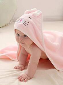 Coral Fleece Cute Cartoon Animal Hooded Bath Towel, Soft Absorbent Quick-Dry Bathrobe Cloak For Newborns, Toddlers, Infants, For Swimming And Bathing, 1pc