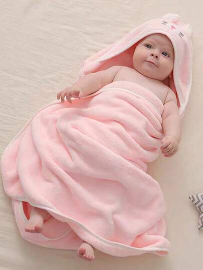 Coral Fleece Cute Cartoon Animal Hooded Bath Towel, Soft Absorbent Quick-Dry Bathrobe Cloak For Newborns, Toddlers, Infants, For Swimming And Bathing, 1pc