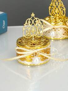 12 Piezas Cajas Cilíndricas Desnudas De Perlas Doradas, Cajas De Dulces Ahuecados, Cajas De Regalo De Boda, Latas Transparentes, Cajas De Almacenamiento De Dulces, Cajas De Regalo, Cajas Decorativas Adecuadas Para Bodas, Navidad, Fiestas De Cumpleaños, Contenedores Decorativos (oro) - dorado 08 - Ver 2