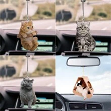 Car Rearview Mirror 3d Cat Hanging Pendant Baby Room Decoration Animal Shape Ornaments Home Decor Backpack Accessories L5 - Multicolor - View 1