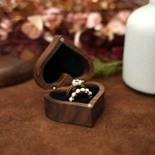 1 pieza Caja de joyería con ranura de doble anillo con forma de corazón para parejas, aniversario de boda dorado, Día de San Valentín, regalo de propuesta de Valentín