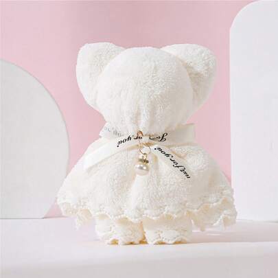 1入熊形手巾&假珍珠裝飾手持禮物,柔軟且創意的臉巾,適用於生日禮物、浴室裝飾、情人節禮物、婚禮禮物、聖誕派對禮物