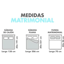 Juego De Sabanas Matrimonial 100% Algodon Percal Super Suave Fácil De Lavar Alta Calidad - Azul - Ver 2