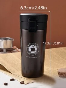 1pc Coffee brown 304 stainless steel coffee cup insulation cup bounce cup water cup 380ml - Coffee Brown - View 2