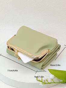 Clip Short Folding Pu Wallet Sweet Cute Fashion Young Zip Large Capacity Card Holder Storage Card Women Purse - Green - View 2