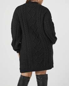Plus Size Cable Knit Sweater Dress - 黑色 - 查看 5