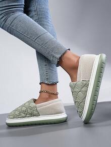 女款舒適保暖時尚休閒拖鞋,簡約耐磨,非常適合居家使用 - 綠色 - 查看 5