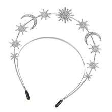 1 件 1 件皇冠头饰女神头饰星星和月亮头饰双线头饰玛丽头饰适合女性服装派对（银色）