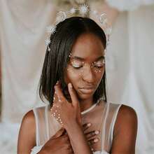 1 件 1 件皇冠头饰女神头饰星星和月亮头饰双线头饰玛丽头饰适合女性服装派对（银色）