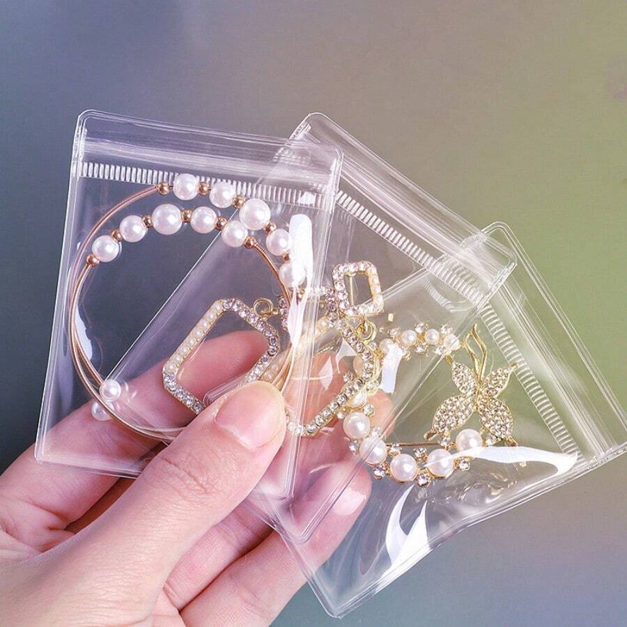 20入組pvc珠寶袋,透明拉鏈袋,防氧化耳環收納袋,適用於珠寶包裝袋 - 無色 - 查看 1