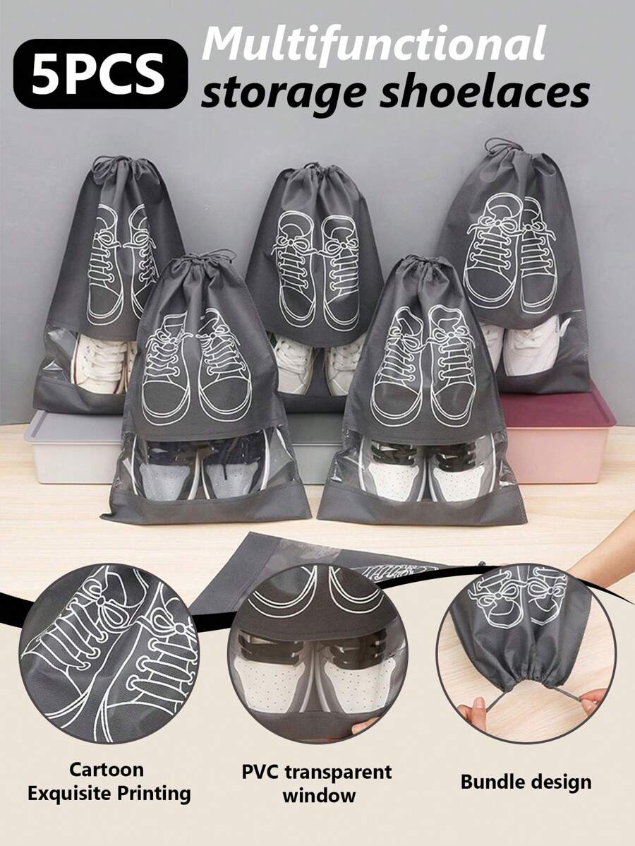 5 Cái Túi Đựng Giày, Dụng Cụ Sắp Xếp Tủ Quần Áo, Túi Du Lịch Không Dệt, Túi Chống Thấm Nước, Túi Treo Phân Loại Quần Áo Phụ Kiện Du Lịch Cần Thiết Cho Du Lịch Bảo Quản Giày Dụng Cụ Sắp Xếp Giày Túi Đựng Giày Hộp Đựng Giày Túi Dây Rút Cho Giày Sneaker Cho Giày Tập Gym Cho Dép Cho Giày Chạy Bộ Túi Bảo Quản Giày Dụng cụ tổ chức giày Đồ du lịch cần thiết Dụng cụ tổ chức du lịch cho kỳ nghỉ hè đi biển Trở lại trường học
