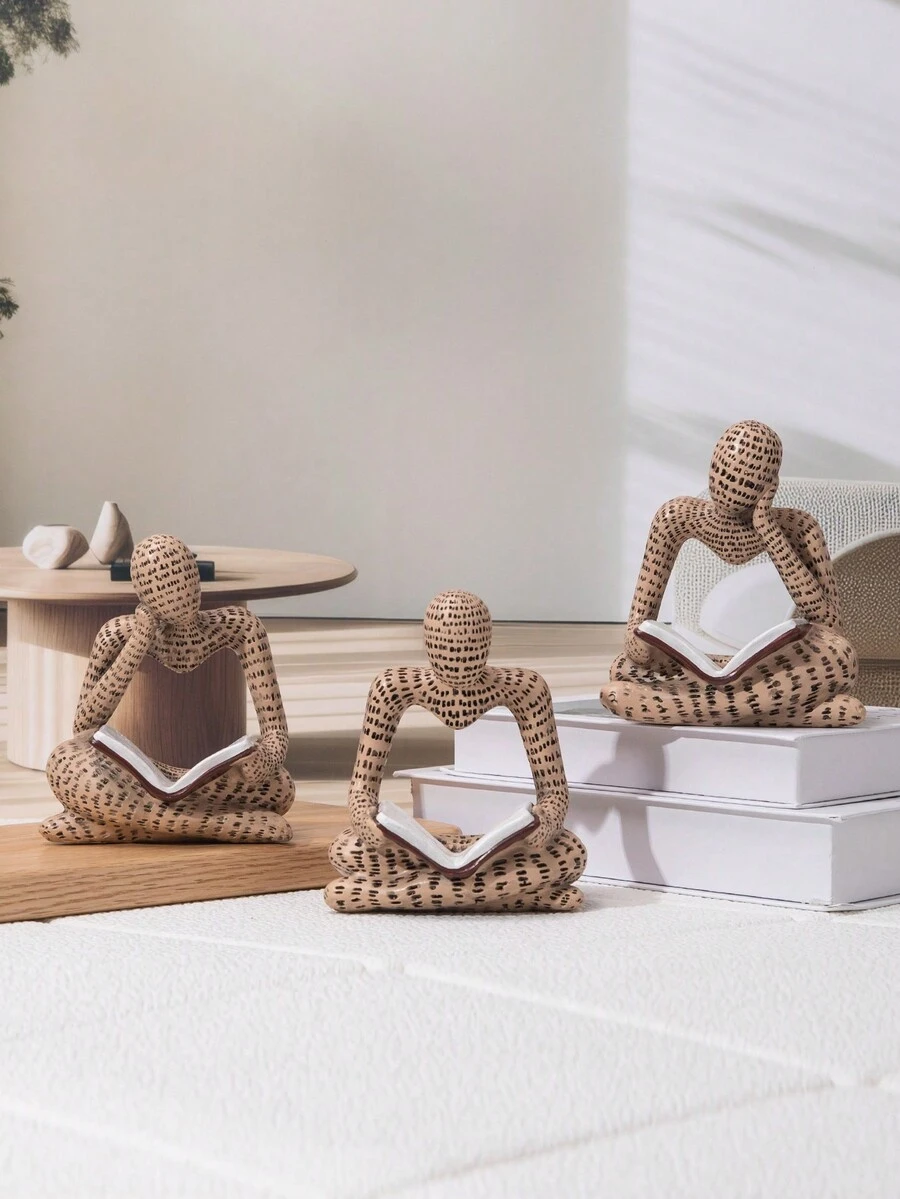 1pc Resin Abstract Reading Person Ornament Home Decoration - Multicolor - View 1