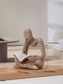 1pc Resin Abstract Reading Person Ornament Home Decoration - Multicolor - View 2