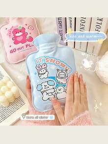 1 Botella De Agua Caliente De Inyección De Agua De Peluche Con Diseño De Caricatura - Rosa - Ver 4