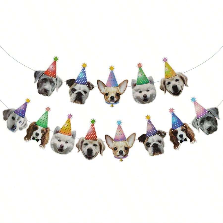 狗狗生日快樂的橫幅,寵物狗派對裝飾,狗臉生日橫幅,適用於寵物狗主題生日聚會裝飾 - 小狗 - 查看 1