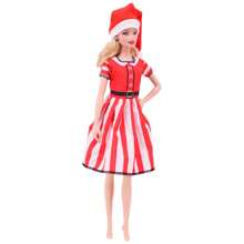 2 件/套娃娃聖誕套裝,包括帽子和連身裙(不含娃娃)