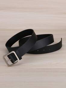 1 pieza Cinturón de mujer de estilo cuadrado clásico negro de PU, adecuado para uso diario, de estilo ancho de verano, para la escuela
