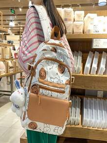 Mochila com desenho animado, bolsa escolar de lazer para menina, bolsa para laptops