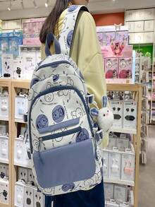 Mochila com desenho animado, bolsa escolar de lazer para menina, bolsa para laptops