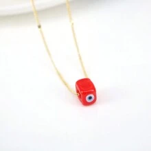 1入方形玻璃眼睛吊墜項鍊,適合作為女士禮物 - 方形 - 查看 5