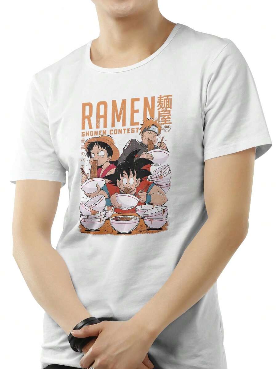 Camiseta Masculina Estampada Conjunto Anime Manga Curta Algodão Premium e Conforto Fio 30 Penteado