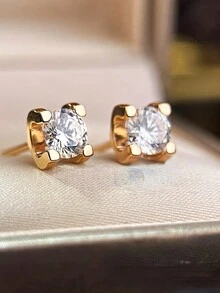 1 對 S925 純銀牛角元素 5a 立方氧化鋯男士四爪耳釘,別緻配飾,適合約會、婚禮、女朋友、媽媽、生日等。