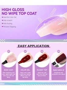 15毫升可卸甲油胶，LED/UV灯可卸，中性色，持久速干，适用于家庭美甲沙龙DIY美甲 - 紅色 - 查看 3