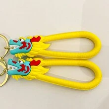 1pc Cartoon Dragon Keychain Cute Doll Couple Keyring For Car/backpack/keys, Perfect Gift - Multicolor - View 3