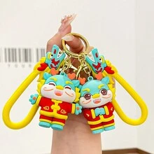 1pc Cartoon Dragon Keychain Cute Doll Couple Keyring For Car/backpack/keys, Perfect Gift - Multicolor - View 4
