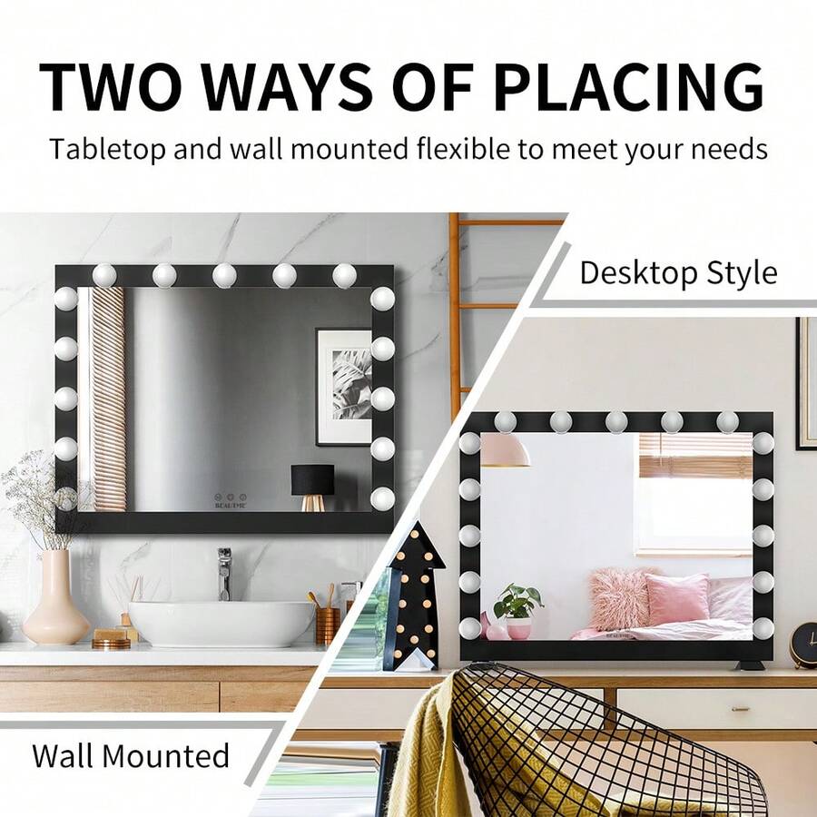 BEAUTME Large Vanity Mirror with Lights,27.6x21.7 inch Light Up Vanity Makeup Mirror with 10x