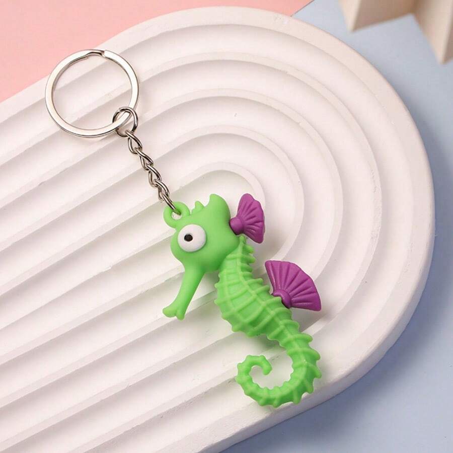 新款海洋系列鑰匙扣,可愛章魚與海馬造型 Pvc 吊墜,卡通海洋動物鑰匙圈