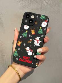 1pc Christmas Snowman Pattern Hipster Silicone Shockproof Phone Case Compatible With Apple And Samsung Phones
