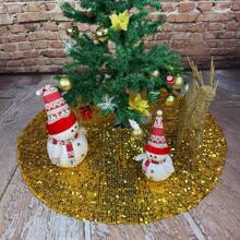 1入48英寸金色閃爍聖誕樹裙,適用於聖誕節裝飾、家庭派對裝飾、假日裝飾品