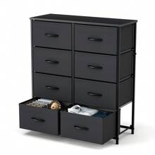 Sweetcrispy Tall Dresser With 8 Fabric Drawers Organizer Units, Chest Of Drawers For Bedroom With Wooden Top - 黑色 - 查看 1