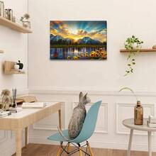 1入組向日葵風景畫布藝品日落國家公園客廳壁畫,不含相框 - 彩色 - 查看 3