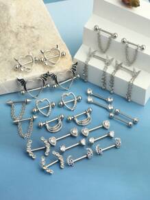 2 piezas Anillos para el pezón de 14G para mujeres, set de anillos para el pezón con barra de 16mm de acero quirúrgico con corazón de circonita y mariposa, joyería de piercing corporal lindo para San Valentín, Mamá, Madre, Día de la Madre, regalo