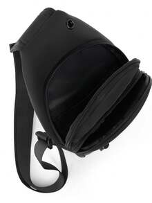 男士時尚簡約日式風格斜肩胸包,運動休閒風格 - 黑色 - 查看 7