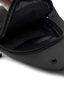 男士時尚簡約日式風格斜肩胸包,運動休閒風格 - 黑色 - 查看 8