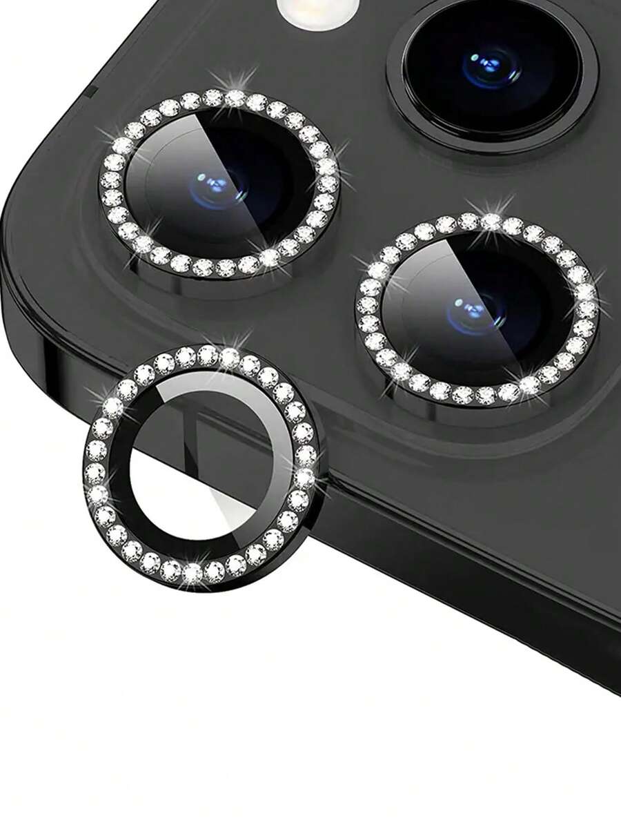 Película protectora de lente de cámara de Apple, estuche protector de lente con cristales de Rhinestone, regalo brillante de cristal para cumpleaños, familia, amigos, película protectora de lente, accesorios para teléfonos, a prueba de agua, a prueba de golpes, anti-caída, anti-arañazos, anti-huellas dactilares, cobertura completa