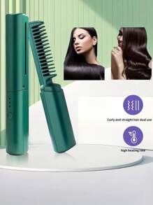 1套可充電和便攜式直髮器,無線直髮刷,具負離子的拉直刷,直髮器和捲髮器兼用,輕巧迷你適用於旅行、熱梳頭,不損傷頭髮,持久造型,電動梳子和熨平機適用於宿舍,附電池
