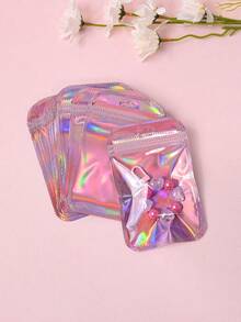 50入組時尚雙面雷射模擬珍珠自封pe拉鍊袋,可重封防塵珠寶袋,適用於婚禮、派對等場合,尺寸8.5*13cm - 彩色 - 查看 4